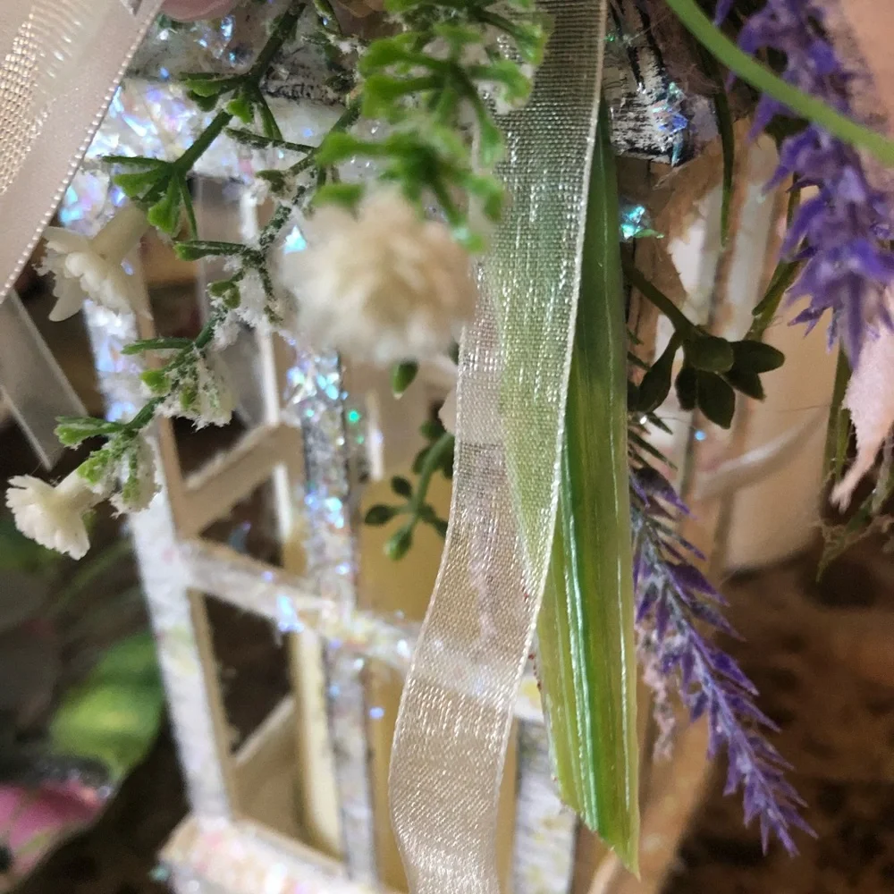 Handcrafted White Glitter Lantern with Soft Yellow Glow - Picture 12 of 12